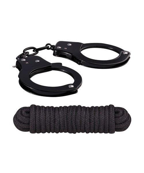 Sinful metal cuffs with keys and rope