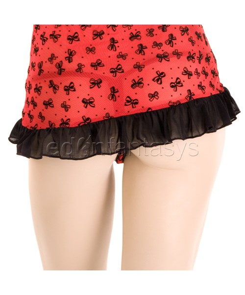 Bow mesh cami with g-string