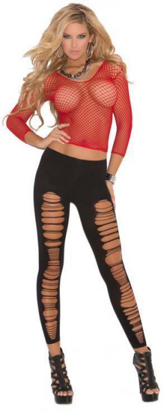 Black Opaque leggings with Rips (OS) — image 2 of 2
