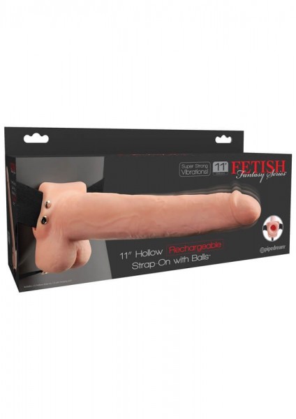 Fetish Fantasy 11 Inch Hollow Rechargeable Strap-On with Balls