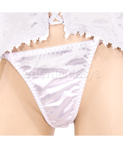 Satin bustier and thong