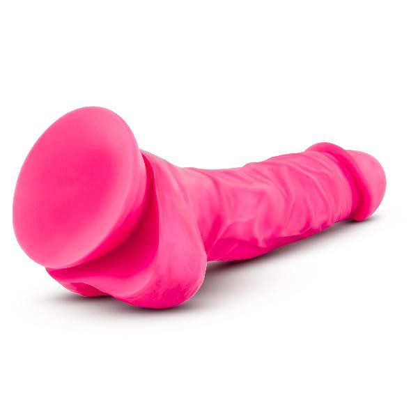 Neo Elite 7.5in Silicone Dual Density Cock with Balls Neon Pink — image 5 of 6