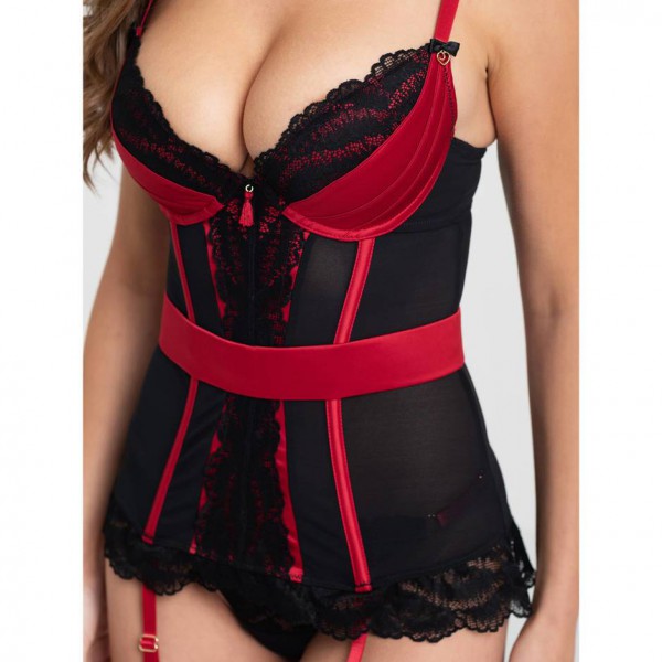 Lovehoney Empress Red Satin and Lace Basque Set