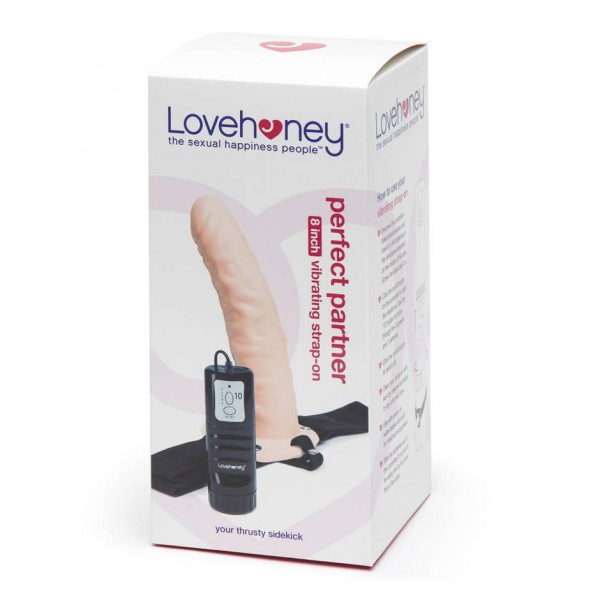 Lovehoney Perfect Partner Unisex Hollow Vibrating Strap-On 8 Inch