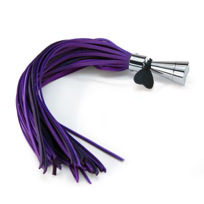 Leather flogger with metal handle assorted colors