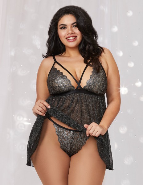 Dreamgirl Silver Lurex Babydoll