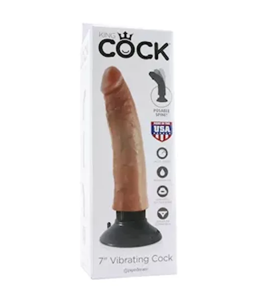 King Cock 7 Inch Vibrating Dildo - Tan - 7 Inch — image 21 of 21