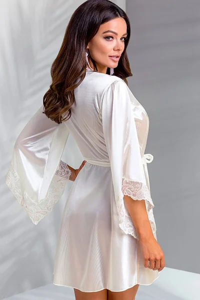Casmir Inoe Lace & Satin Peignoir Robe