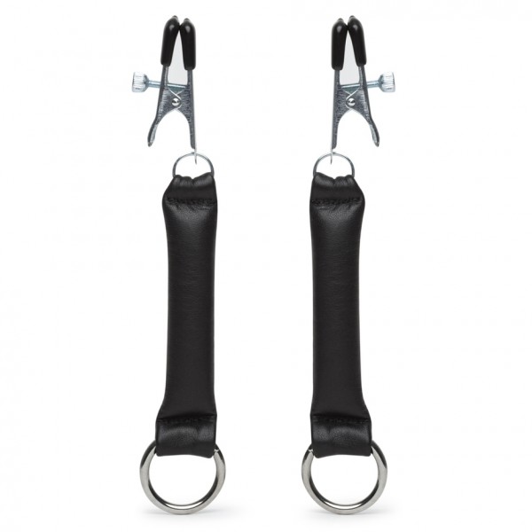 DOMINIX Deluxe Leather Weighted Nipple Clamps 80g