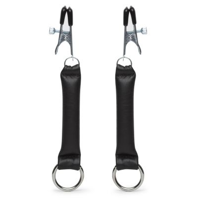 DOMINIX Deluxe Leather Weighted Nipple Clamps 80g