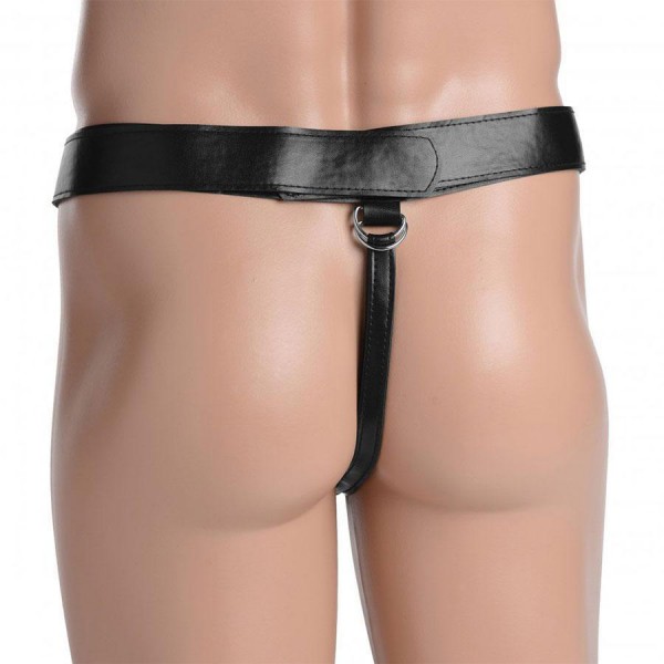 Infiltrator II Large 10'' Hollow Strap On Penis Extension W/ Harness Black