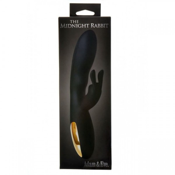 Adam and Eve Gold-Plated Silicone 8" Midnight Rabbit Vibrator