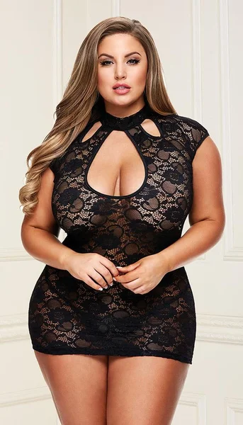 Elegant Lace Keyhole Mini Dress — image 22 of 25