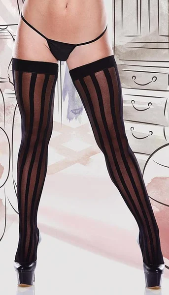Pin Stripe Bow Thigh High Stockings — image 6 of 7