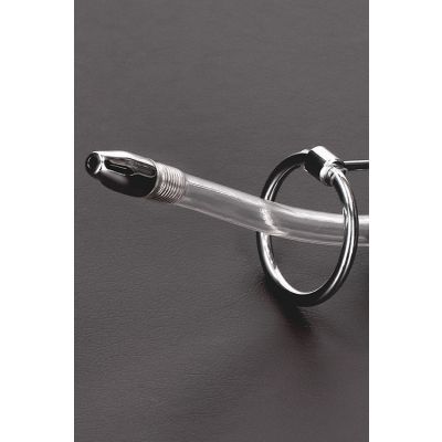 Shots Toys Stainless Steel Silicone Cum Through Penis Plug with Glans Ring