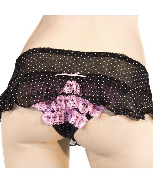 Polka dot mesh bikini and rhumba skirt