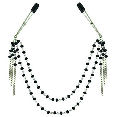 Midnight black jeweled nipple clips