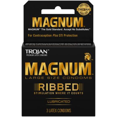 Trojan Magnum Ribbed Large Lubricated Condoms 3 Pack