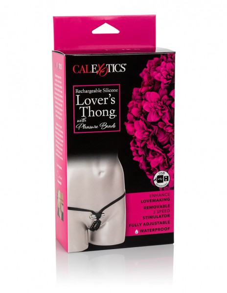 Cal Exotics Rechargeable Silicone Lovers Thong with Pleasure Beads
