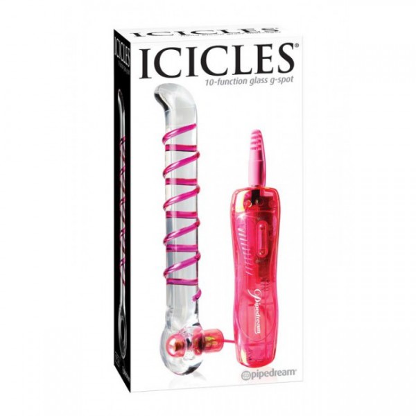 Icicles Glass G-Spot Dildo No.4 with 10 Function Bullet