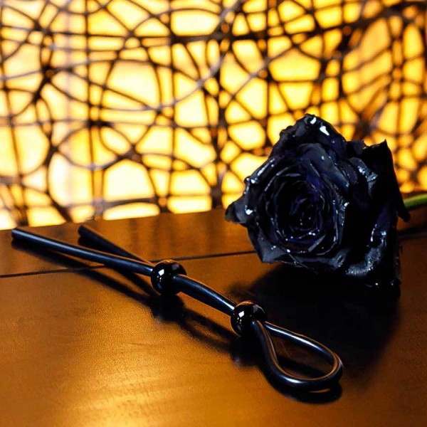 Adjustable Silicone Cock Ring Rope Style Penis Enhancing Lasso Black