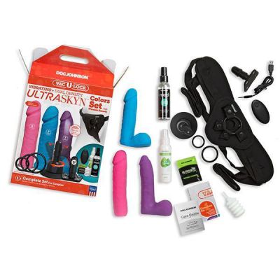 Vac U Lock Vibrating Dual Density Strap On Set