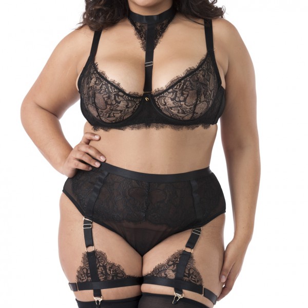 Lovehoney Plus Size Midnight Mirage Black Lace Bra Set