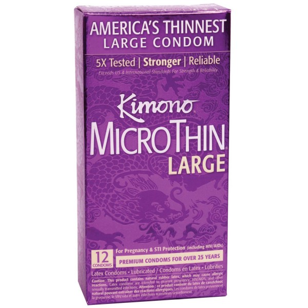 Kimono Micro Thin Large Condom - Box Of 12