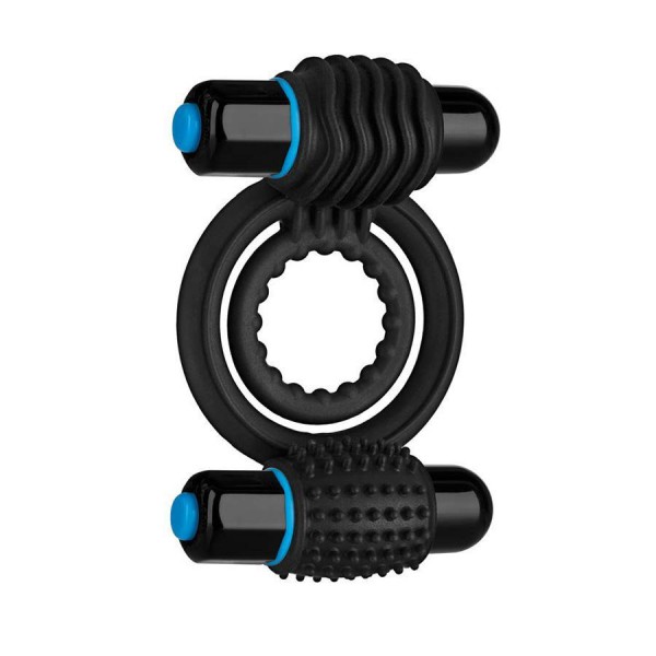 Silicone Vibrating Double Cock Ring - Includes 2 Powerful Bullets!