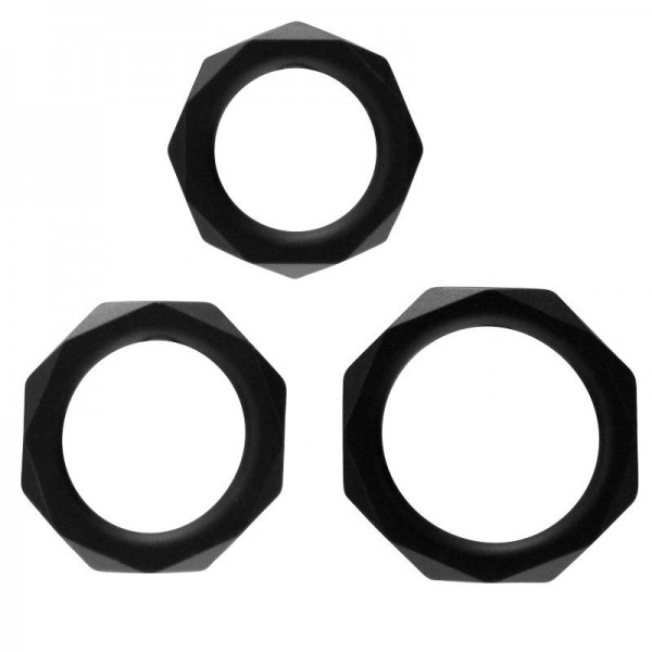 Rock Rings The Cocktagon lll 3 Pack Black Cock Rings