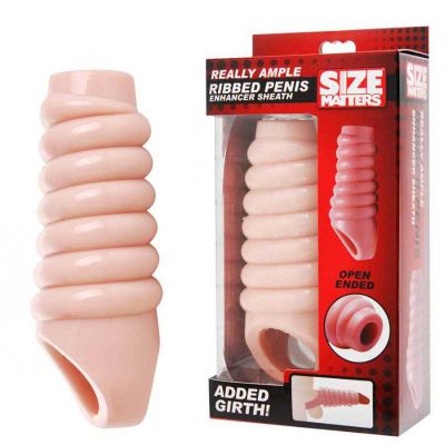 Open Tip Ribbed Cock Sheath Really Ample Natural Girth Enhancer by Size Matters