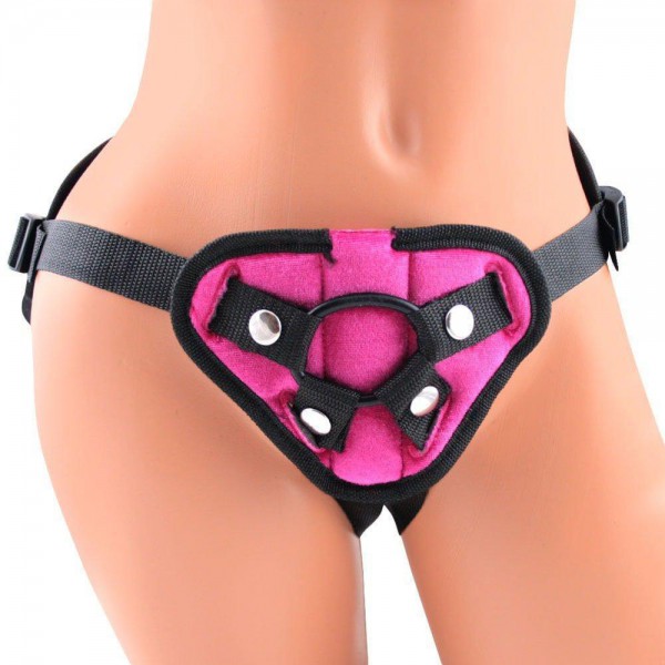 Pink Velvet Strap-On Harness