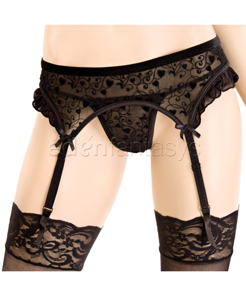Heart mesh bra and g-string set