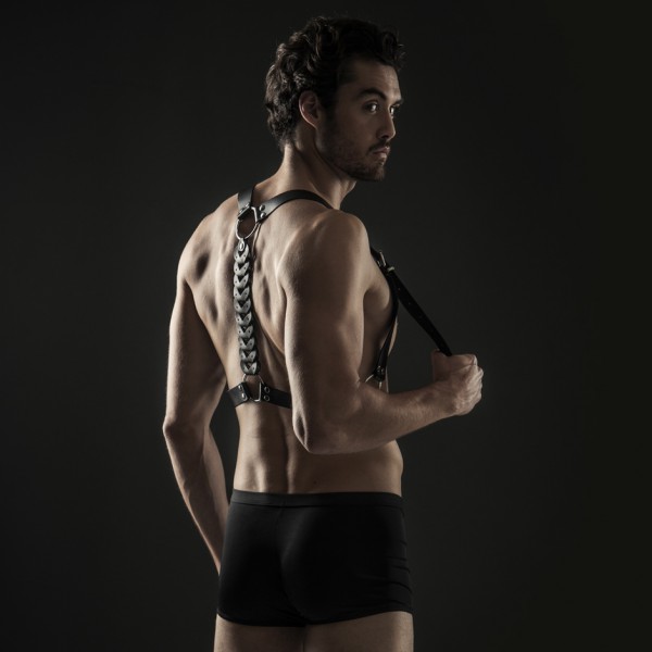 DOMINIX Deluxe Leather Detailed Racer Back Harness