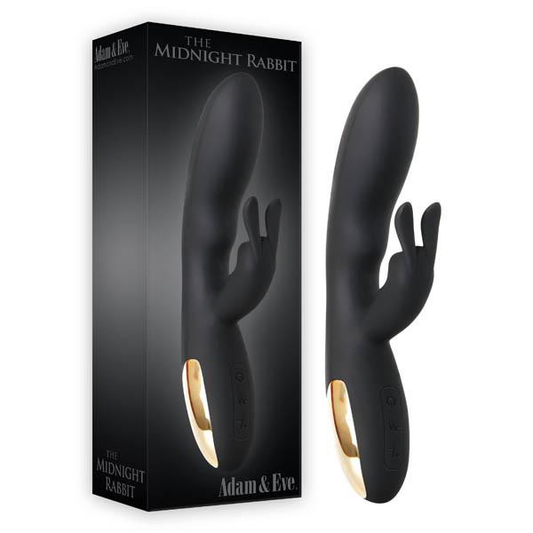 Adam and Eve Gold-Plated Silicone 8" Midnight Rabbit Vibrator