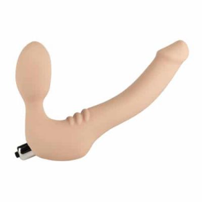 Simply Strapless Large Strap On Vibrator Vanilla