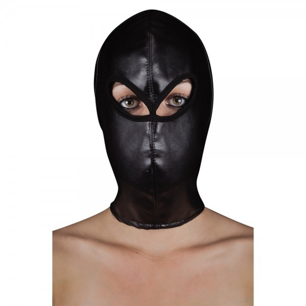 Extreme Leather Bondage Hood with Ribbon Ties