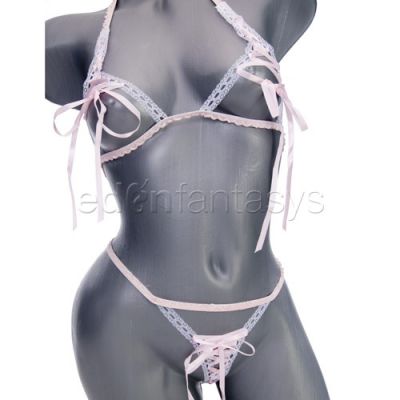 Erotique ribbon and lace bra set
