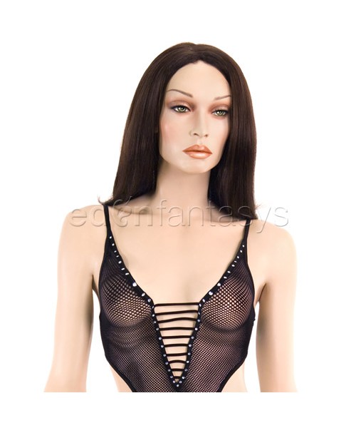 Fishnet teddy with stockings