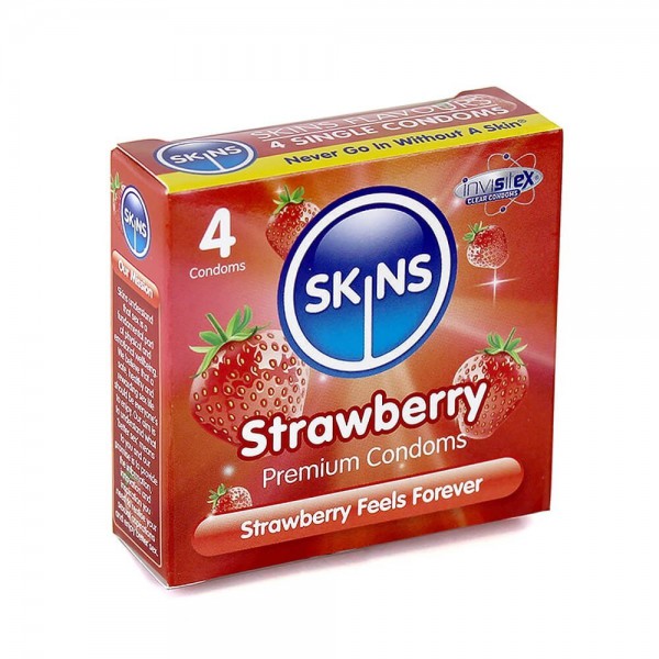 Skins Strawberry Flavoured Condoms - 4 Pack
