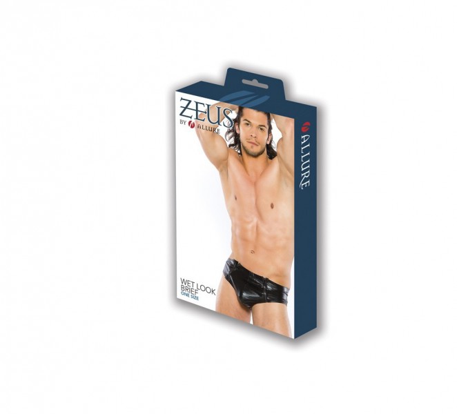 Allure Zeus Fetishwear Zip Detail Wet Look Briefs