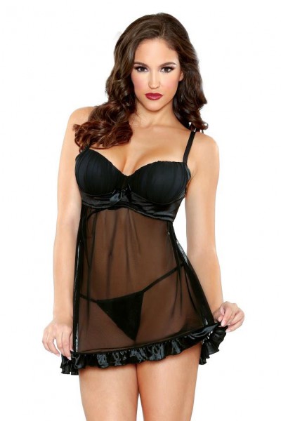 Tease - Shirred Cup Babydoll With Matching G-string