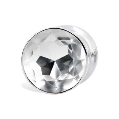 Shots Toys Ribbed Metal 3 2 Butt Plug with Diamond Base