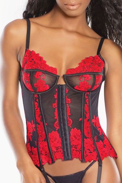 Coquette Love Blossoms Embroidered Bustier