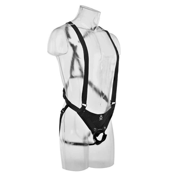 King Cock Tan 10'' Hollow Strap On Penis Extension with Suspender Harness