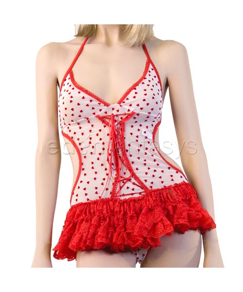 Flocked heart teddy