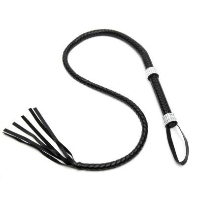 Leg Avenue Faux Leather Diamante Handle Whip