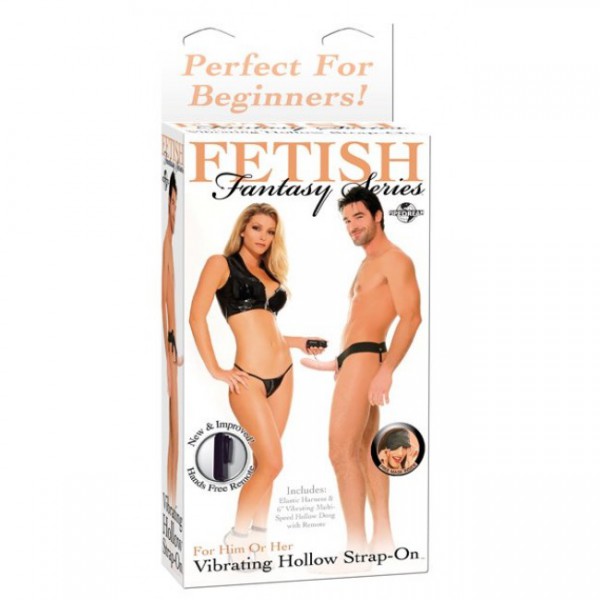 Fetish Fantasy - Vibrating Hollow Strap On for Him or Her (Flesh)