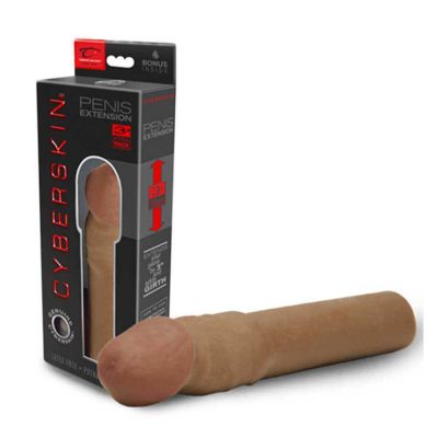 Cyberskin Penis Extension Sleeve 3 Transformer XL Thick Brown Sheath