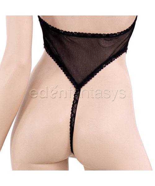 Fishnet halter teddy